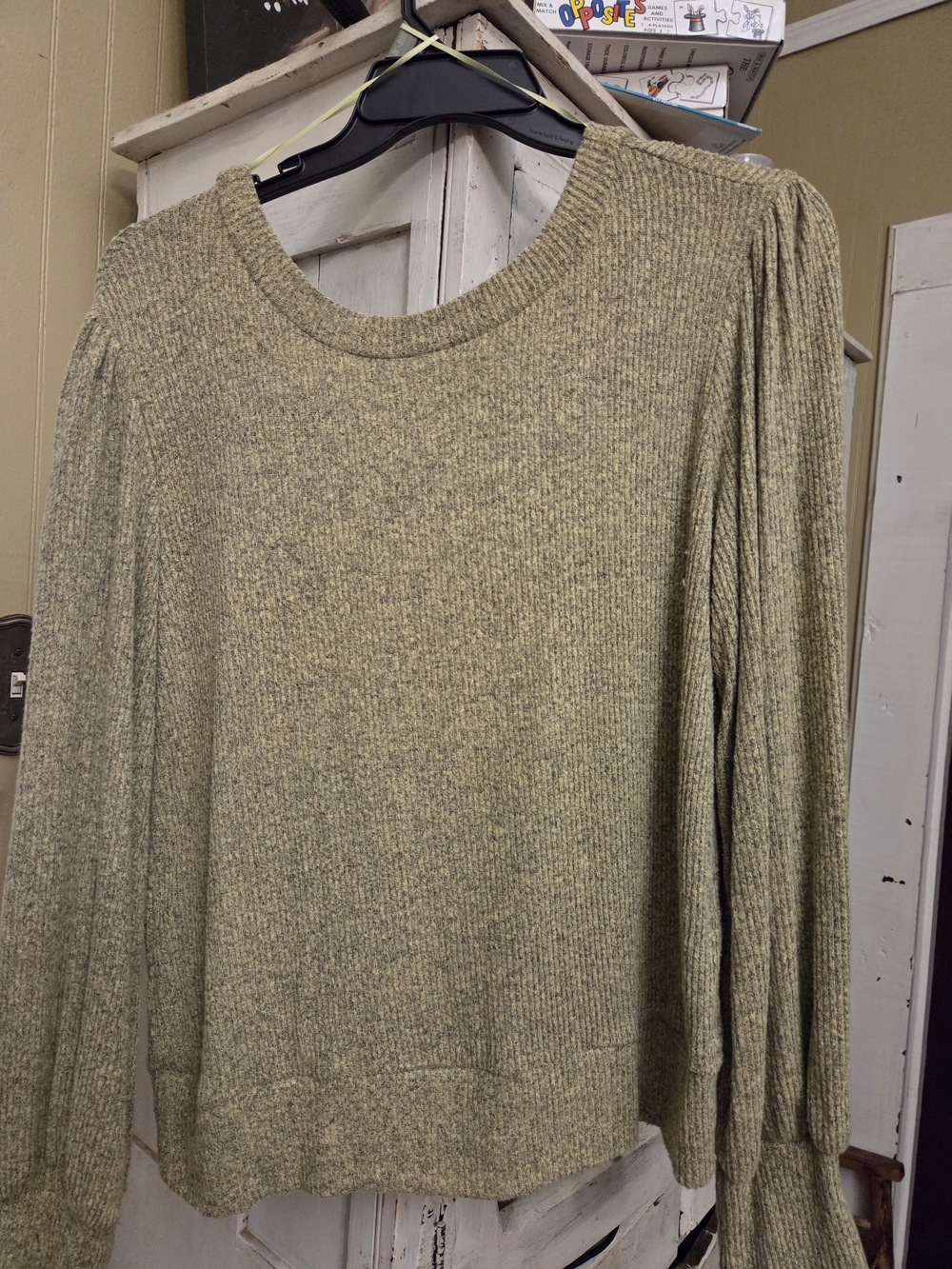 Source Unknown‎ Olive Green Ribbed Long Sleeve Top